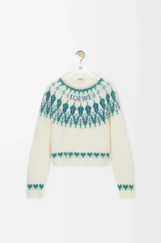 Jersey de mezcla de lana Blanco/Menta