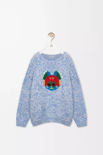 Jersey de mezcla de lana y mohair Azul/Blanco