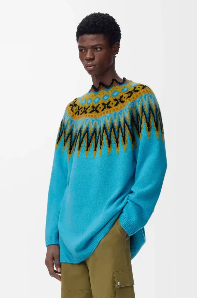Jersey de mezcla de lana y mohair Azul/Multicolor Jersey de mezcla de lana y mohair Azul/Multicolor