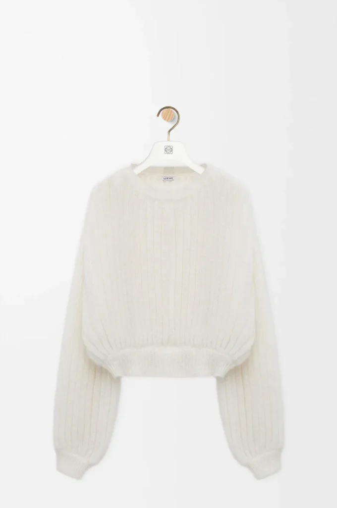 Jersey de mezcla de mohair Blanco Jersey de mezcla de mohair Blanco