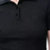 Jersey polo de manga corta en cachemira y seda Negro Jersey polo de manga corta en cachemira y seda Negro