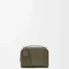 Mini bolso bandolera para cámara en piel de becerro granulada suave color verde caqui Mini bolso bandolera para cámara en piel de becerro granulada suave color verde caqui