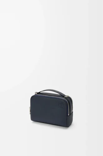 Mini bolso bandolera para cámara en piel de becerro granulada suave Deep Navy
