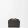 Mini bolso bandolera para cámara en piel de becerro satinada gris oscuro Mini bolso bandolera para cámara en piel de becerro satinada gris oscuro
