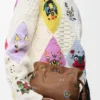 Mini bolso de mano Flamenco Cats en piel de becerro napa Mocha Mini bolso de mano Flamenco Cats en piel de becerro napa Mocha