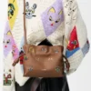 Mini bolso de mano Flamenco Cats en piel de becerro napa Mocha Mini bolso de mano Flamenco Cats en piel de becerro napa Mocha