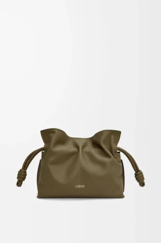 Mini bolso de mano Flamenco en piel de becerro napa Dark Khaki