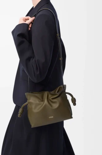 Mini bolso de mano Flamenco en piel de becerro napa Dark Khaki