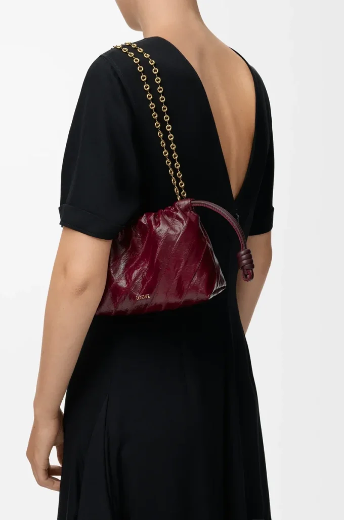 Mini bolso Flamenco en anguila Burdeos Mini bolso Flamenco en anguila Burdeos