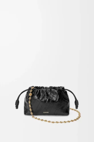 Mini bolso Flamenco en piel de anguila Negro