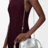 Mini bolso Flamenco en piel de becerro con estampado moiré Plata Mini bolso Flamenco en piel de becerro con estampado moiré Plata