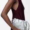 Mini bolso Flamenco en piel de becerro con estampado moiré Plata Mini bolso Flamenco en piel de becerro con estampado moiré Plata