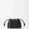 Mini bolso Flamenco en piel de becerro napa pinzada, color negro Mini bolso Flamenco en piel de becerro napa pinzada, color negro