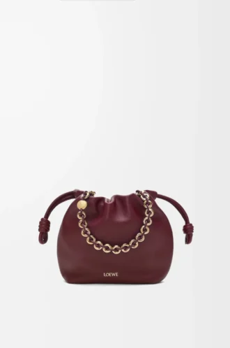 Mini bolso Flamenco en suave piel de cordero napa burdeos oscuro