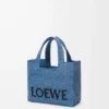 Mini bolso tote LOEWE Font en rafia azul claro Mini bolso tote LOEWE Font en rafia azul claro