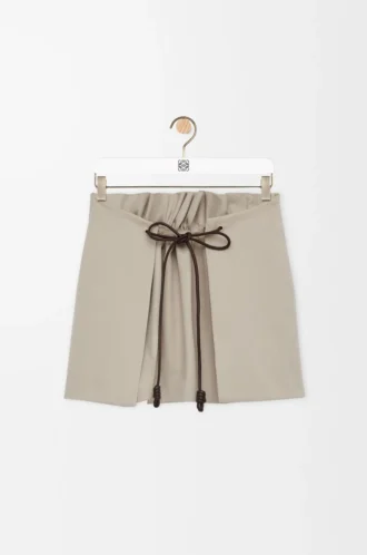 Minifalda de algodón y seda Beige claro