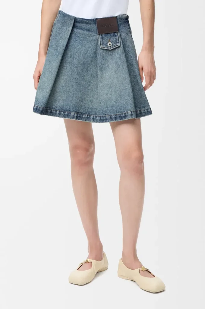 Minifalda de denim Denim lavado Minifalda de denim Denim lavado