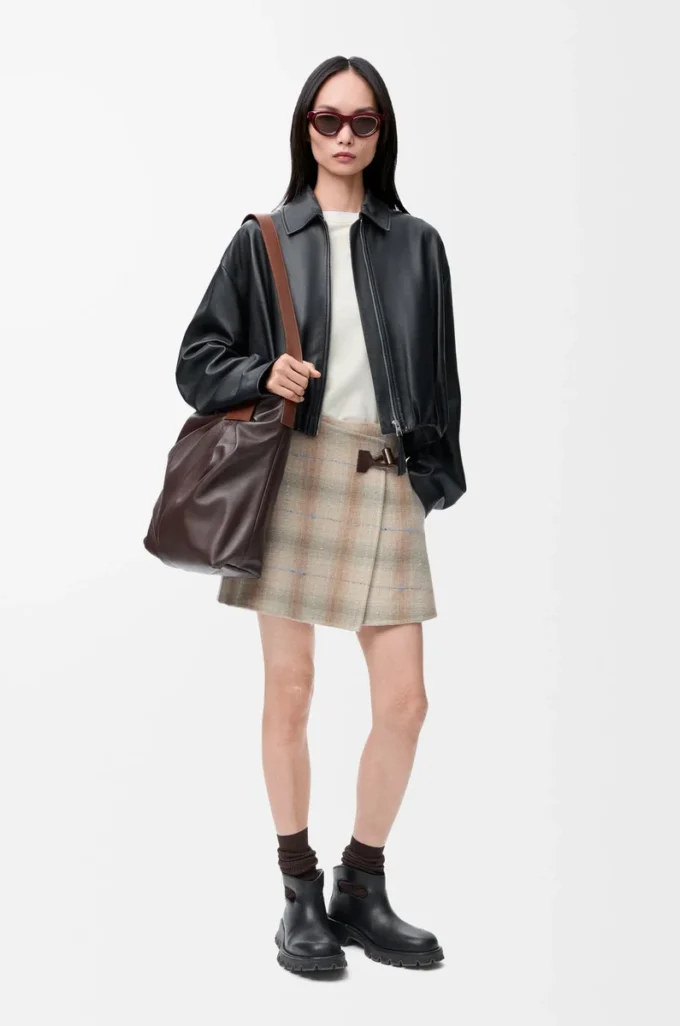 Minifalda de mezcla de lana y cachemira Beige Minifalda de mezcla de lana y cachemira Beige