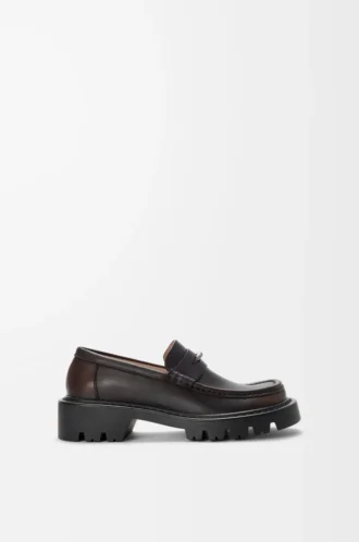 Mocasines Sierra en piel de becerro cepillada marrón oscuro