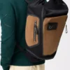 Mochila Flex con cierre enrollable en lona y ante Negro/Oro oscuro Mochila Flex con cierre enrollable en lona y ante Negro/Oro oscuro