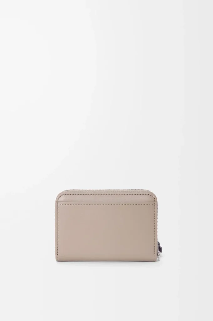 Monedero con cremallera en piel de becerro napa brillante Clay/Plum Monedero con cremallera en piel de becerro napa brillante Clay/Plum