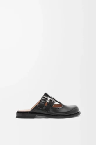 Mules Mary Jane Campo en piel de becerro negra