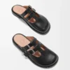 Mules Mary Jane Campo en piel de becerro negra Mules Mary Jane Campo en piel de becerro negra