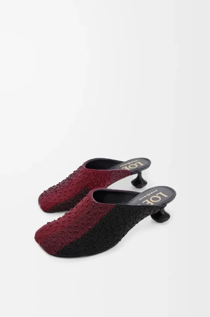 Mules Toy en lona bordada Negro/Burdeos oscuro Mules Toy en lona bordada Negro/Burdeos oscuro