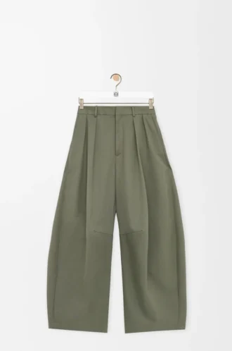 Pantalones acampanados de algodón y seda Verde caqui