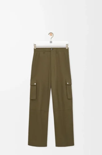 Pantalones cargo de algodón verde caqui Pantalones cargo de algodón verde caqui