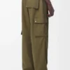 Pantalones cargo de algodón verde caqui Pantalones cargo de algodón verde caqui