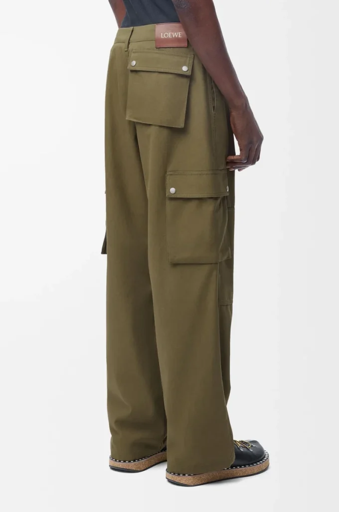 Pantalones cargo de algodón verde caqui Pantalones cargo de algodón verde caqui