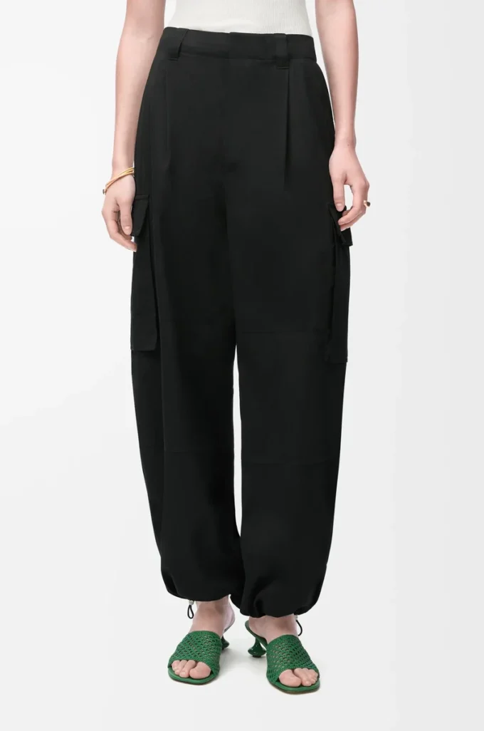 Pantalones cargo de algodón y seda Negro Pantalones cargo de algodón y seda Negro