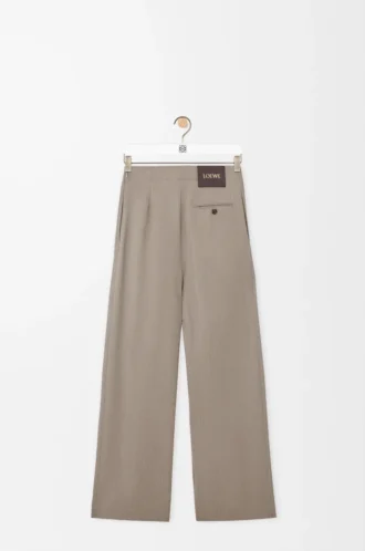 Pantalones con cinturón de lana Beige Melange
