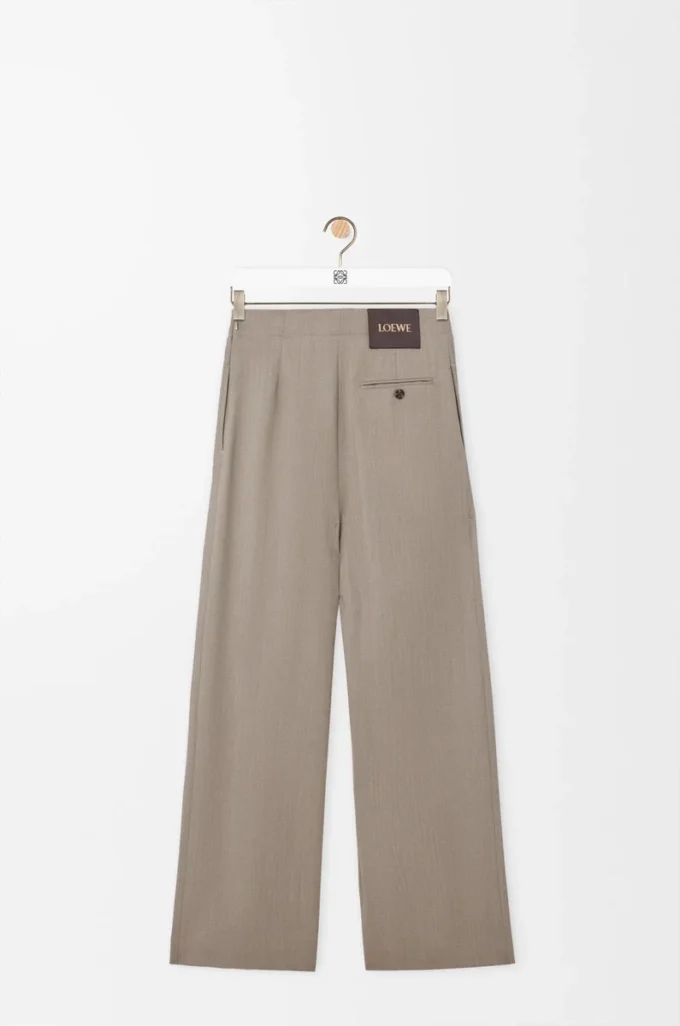 Pantalones con cinturón de lana Beige Melange Pantalones con cinturón de lana Beige Melange
