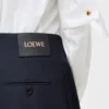 Pantalones con cinturón de lana y seda azul marino Pantalones con cinturón de lana y seda azul marino