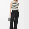 Pantalones con cinturón de lana y seda Negro Pantalones con cinturón de lana y seda Negro