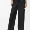 Pantalones con cinturón de lana y seda Negro Pantalones con cinturón de lana y seda Negro