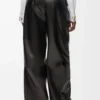 Pantalones con cinturón de piel de cordero napa. Negro Pantalones con cinturón de piel de cordero napa. Negro
