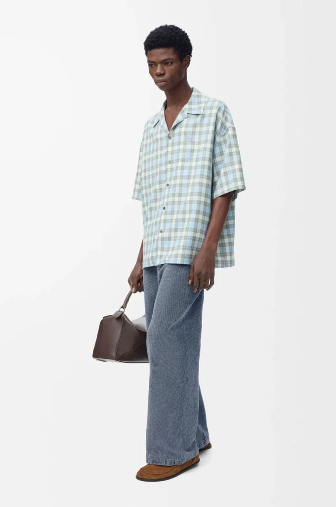 Pantalones con cordón ajustable de algodón y lino Gris azulado Pantalones con cordón ajustable de algodón y lino Gris azulado