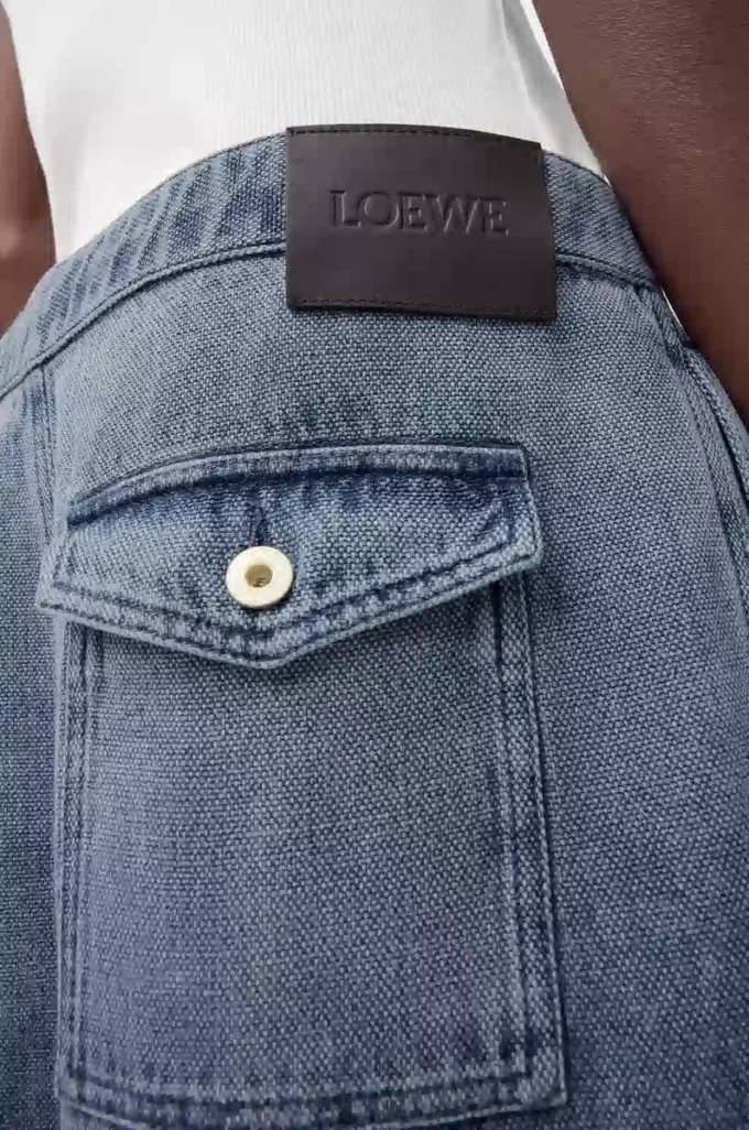 Pantalones con cordón ajustable de algodón y lino Gris azulado Pantalones con cordón ajustable de algodón y lino Gris azulado