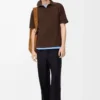 Pantalones con cordón ajustable de lana azul marino Pantalones con cordón ajustable de lana azul marino