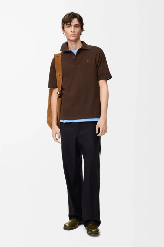 Pantalones con cordón ajustable de lana azul marino Pantalones con cordón ajustable de lana azul marino