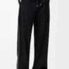 Pantalones con cordón ajustable de lana azul marino Pantalones con cordón ajustable de lana azul marino