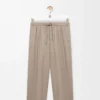 Pantalones con cordón ajustable de lana y cachemira Beige Melange Pantalones con cordón ajustable de lana y cachemira Beige Melange