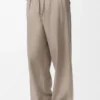 Pantalones con cordón ajustable de lana y cachemira Beige Melange Pantalones con cordón ajustable de lana y cachemira Beige Melange