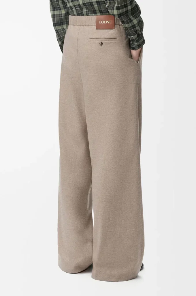 Pantalones con cordón ajustable de lana y cachemira Beige Melange Pantalones con cordón ajustable de lana y cachemira Beige Melange