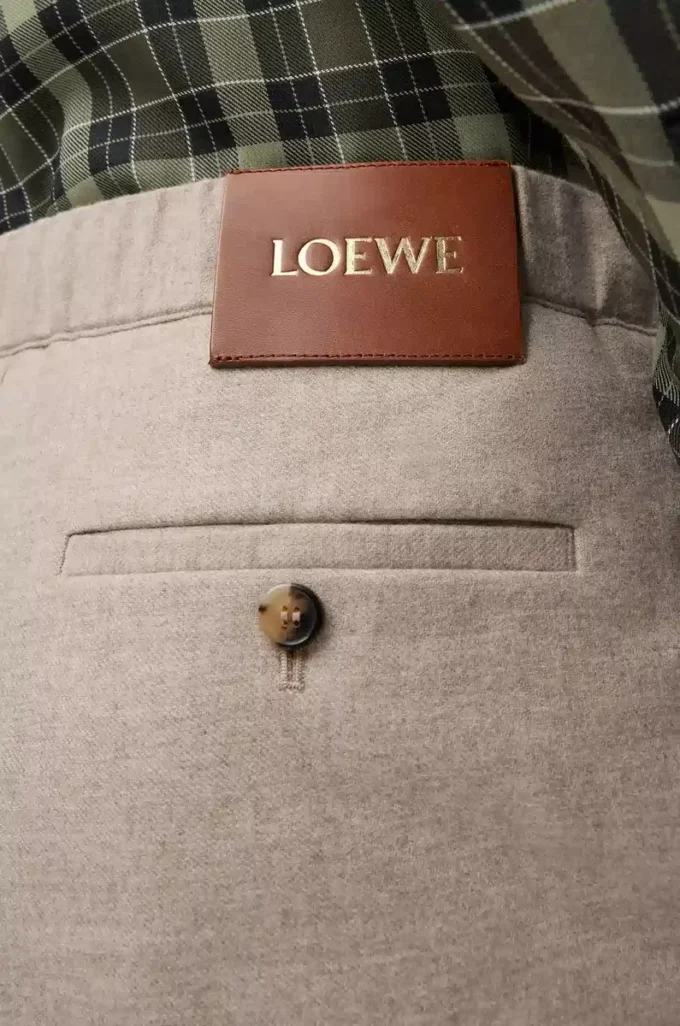 Pantalones con cordón ajustable de lana y cachemira Beige Melange Pantalones con cordón ajustable de lana y cachemira Beige Melange