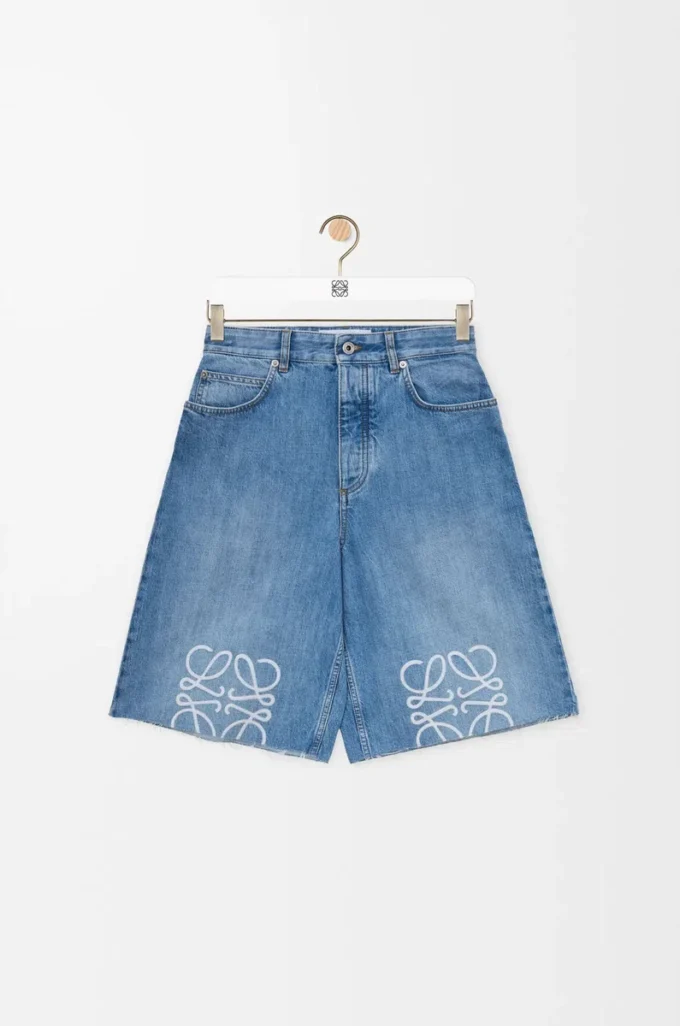 Pantalones cortos Anagram en denim Denim lavado Pantalones cortos Anagram en denim Denim lavado