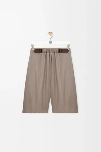 Pantalones cortos con cinturón de lana Beige Melange